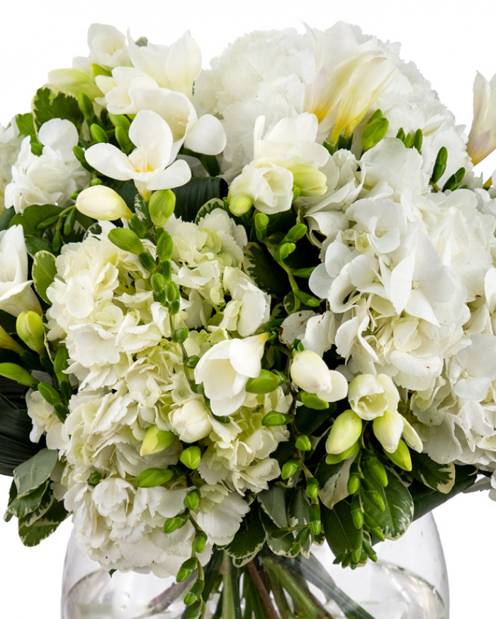 Buchet cu hortensii și frezii – imaginea 2