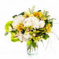 Buchet cu orhidee Cymbidium și hortensii