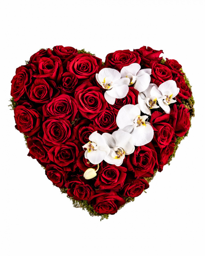 Rose and orchid heart arrangement – imaginea 2