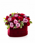 Heart box with purple and red roses – imaginea 1