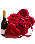 Velvet heart box with roses – imaginea 1
