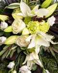 Funeral wreath with carnations and lilies – imaginea 2