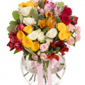 Buchet colorat cu trandafiri