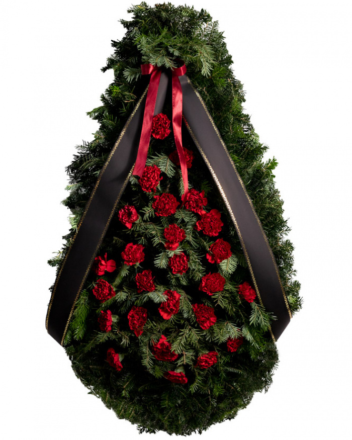 Funeral spray with red carnations – the image 1
