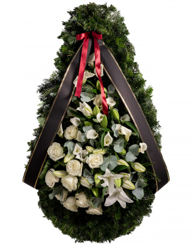 Funeral wreath with white flowers