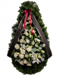 Coroană funerară cu flori albe – imaginea 1