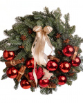Door Wreath with Red Baubles – imaginea 1