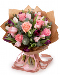 Buchet cu trandafiri și lalele „Pink and Pretty” – imaginea 1