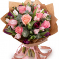 Buchet cu trandafiri și lalele „Pink and Pretty”