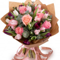 Buchet cu trandafiri și lalele „Pink and Pretty”