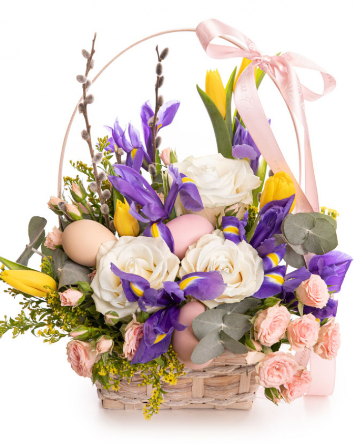 Coș cadou cu flori „Easter morning”