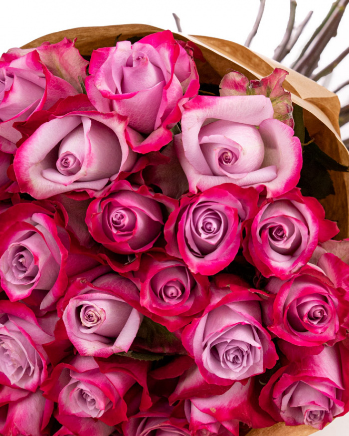 ”Mystery” Purple Rose Bouquet – imaginea 2
