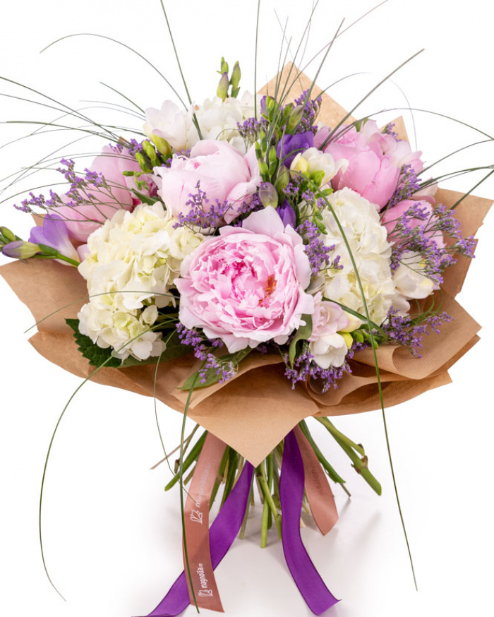 Pink Peony and Hydrangea bouquet – imaginea 1