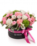 "Delicacy" arrangement with white and pink roses