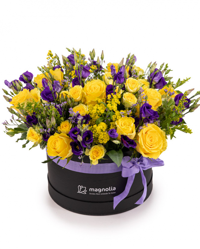 "Vibrant Emotions" arrangement with yellow roses and eustoma – imaginea 1