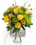 Yellow roses and ornamental pumpkins bouquet – imaginea 1