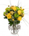 Yellow roses and ornamental pumpkins bouquet – the image 1