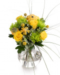Yellow roses and ornamental pumpkins bouquet – the image 1