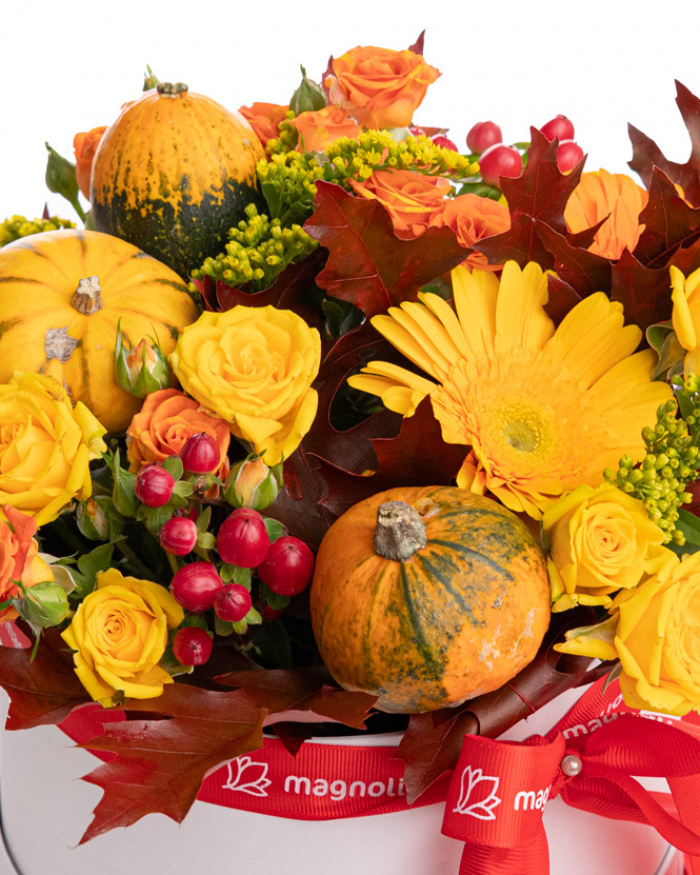 Roses and ornamental pumpkins box – the image 2