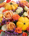 Roses and ornamental pumpkins autumn basket – the image 2