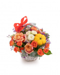 Roses and ornamental pumpkins autumn basket – the image 1