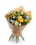 Roses, eustoma and ornamental pumpkins bouquet – the image 1