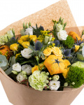 Roses, eustoma and ornamental pumpkins bouquet – the image 2