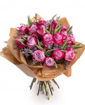Buchet trandafiri și limonium mov – imaginea 1