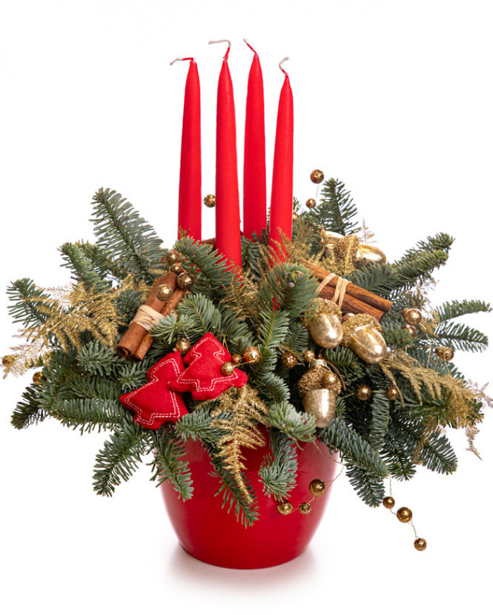 Advent arrangement with festive ornaments – imaginea 1