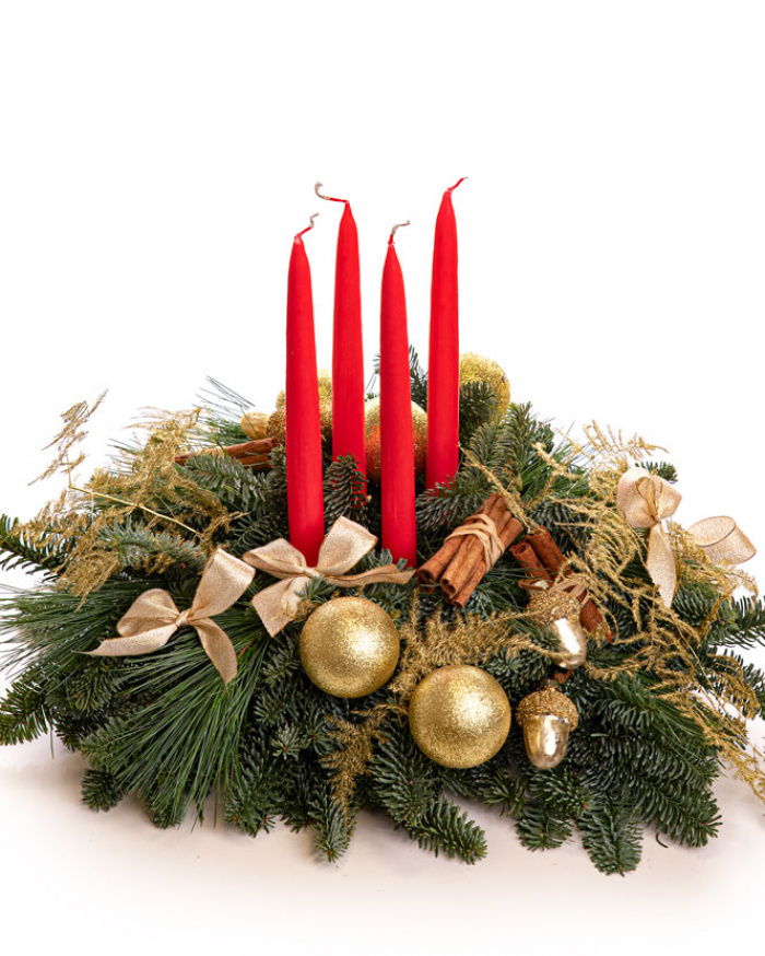 Aranjament de Advent cu lumânări și accesorii – imaginea 1
