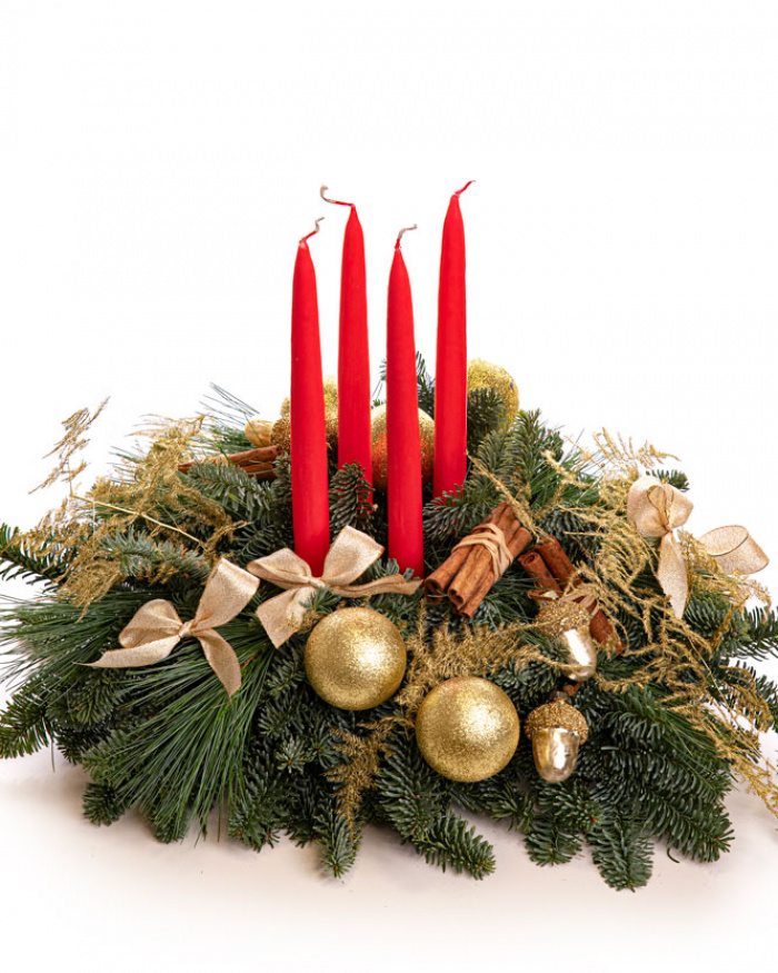 Aranjament de Advent cu lumânări și accesorii – imaginea 1