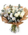 White roses and orchids bouquet – the image 1