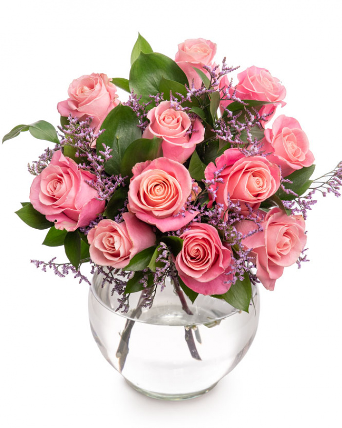Pink roses bouquet decorated with greenery – imaginea 1