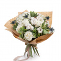 Buchet trandafiri albi cu bumbac