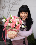 "Sweet Romance" roses and tulips arrangement