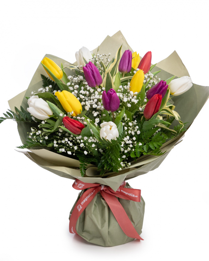 Buchet lalele multicolore „Happiness" – imaginea 1
