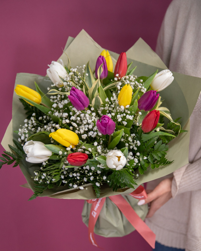 Buchet lalele multicolore „Happiness" – imaginea 3