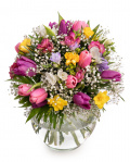 "Spring Fantasy" tulip and freesia bouquet – imaginea 1