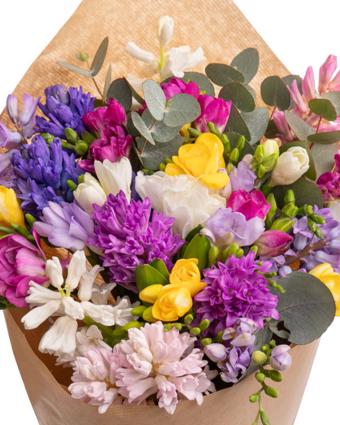 "Perfume of happiness" hyacinth and freesia bouquet – imaginea 2