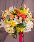  "Sun Dance" rose and lily bouquet