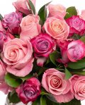 Pink and purple rose bouquet – imaginea 2