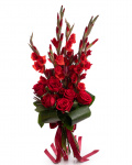 Red gladioli and rose bouquet – the image 1