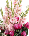 Buchet gladiole și trandafiri mov – imaginea 2