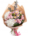 Buchet hortensii și trandafiri "Soft Elegance" – imaginea 1