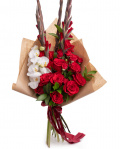 Buchet gladiole, trandafiri și orhidee – imaginea 1