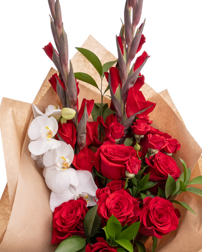 Buchet gladiole, trandafiri și orhidee – imaginea 2