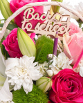 "Back to School" rose and lily basket with colorful pencils