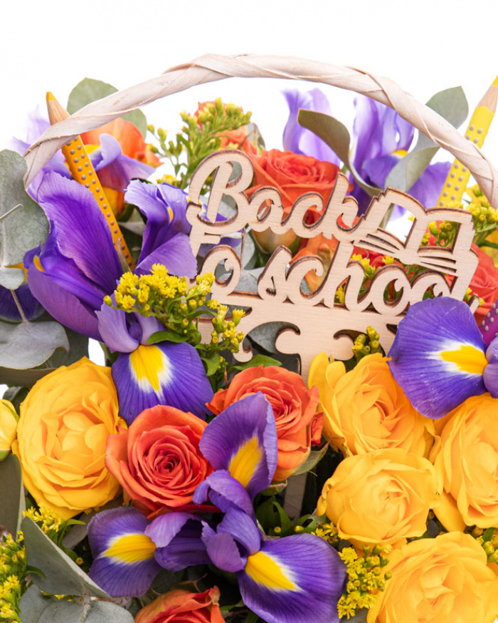 "Back to school" colorful flower basket – imaginea 2