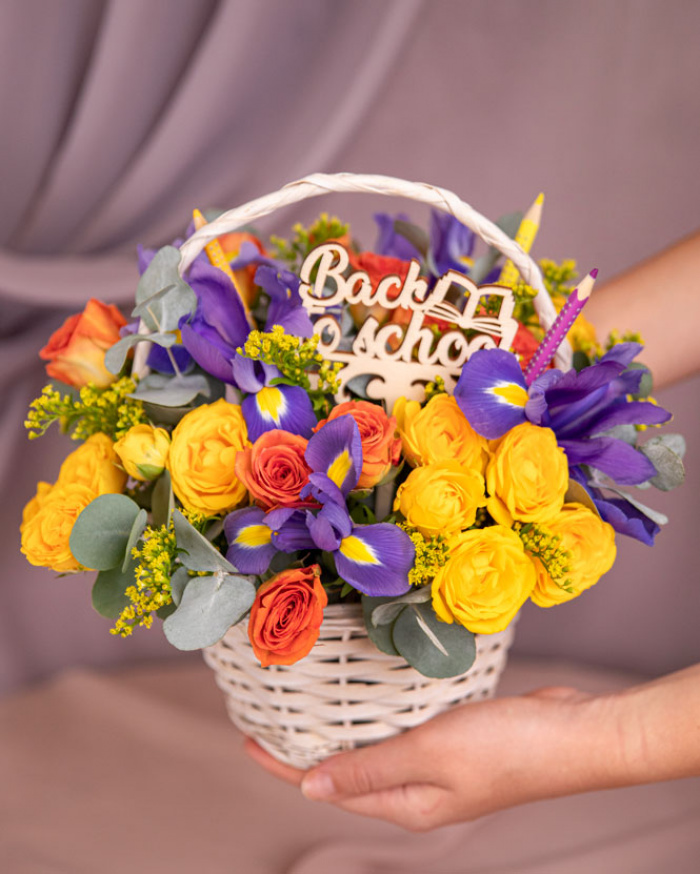 "Back to school" colorful flower basket – imaginea 3
