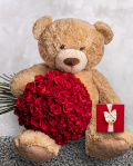 101 Red Roses, Chocolate and Giant Teddy Bear – imaginea 1